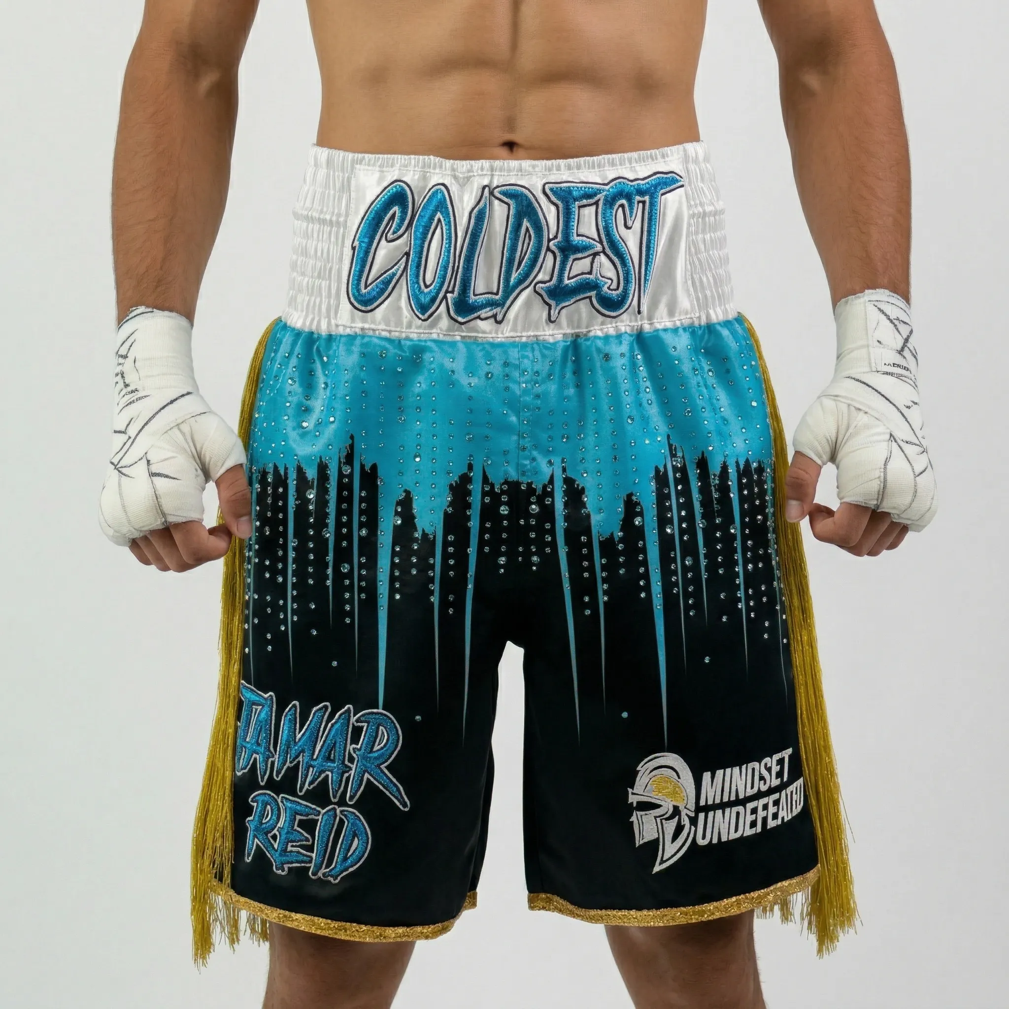 Jamar Light Blue & Black & White & Gold